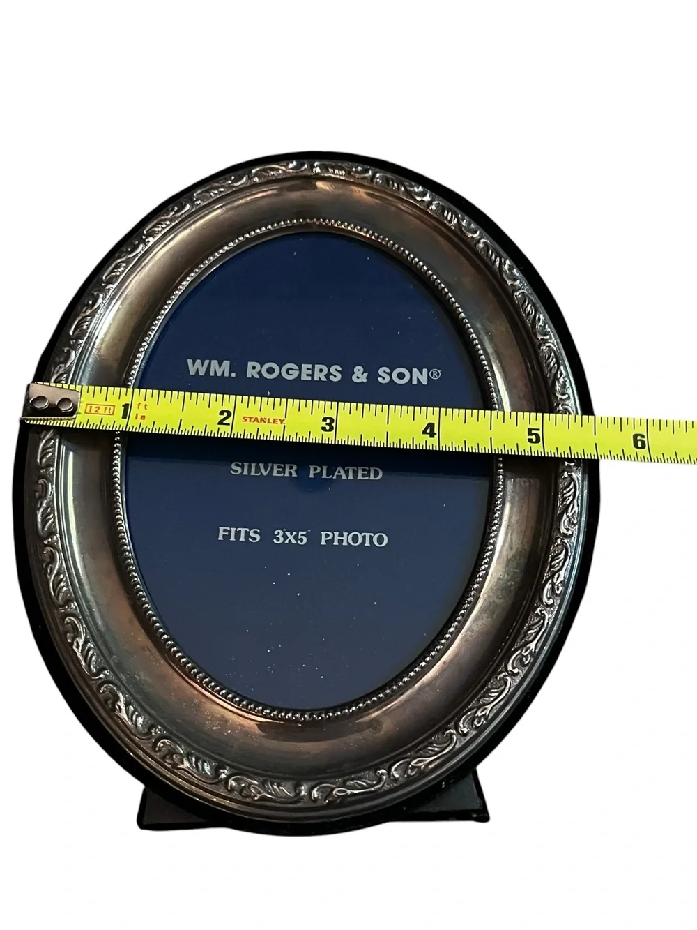 Victorian Wm & Son Silver Plated Oval Photo Frame Fits 3”X 5” Photo Table Decor